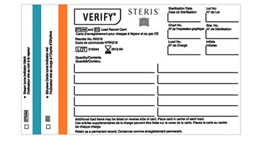 Dual indicator inks allow one load record card for steam and ethylene oxide.