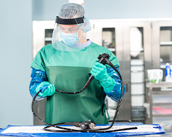Technician with Endoscope