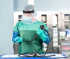 Technician with Endoscope
