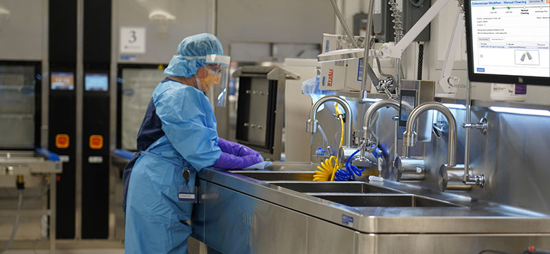 SPD Tech at Decontamination Sink