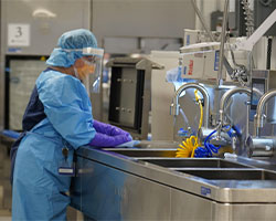 SPD Tech at Decontamination Sink 