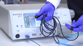 Electrosurgical unit used during a procedure.