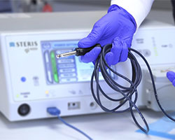 Electrosurgical unit used during a procedure.