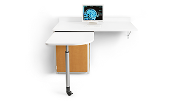 Flexible, mobile surface gives the circulating nurse an extra 28” x 28” writing surface that easily stores when not needed.