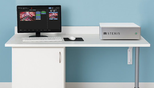 HexaVue Focus operating room integration system within a cabinet