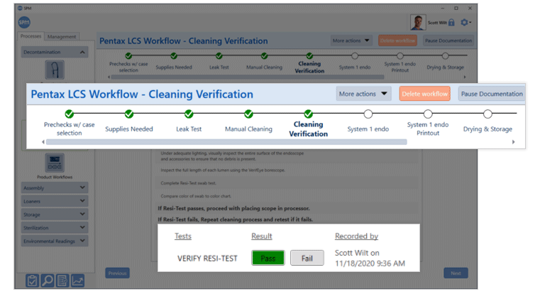 Sterile processing workflow