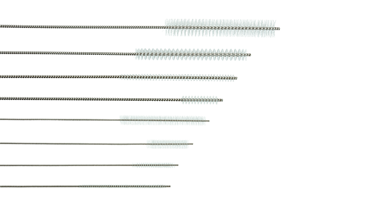 Channel cleaning brushes designed to clean surgical instruments with medical grade nylon bristles