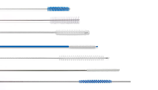 Channel cleaning brushes designed to clean surgical instruments with medical grade nylon bristles