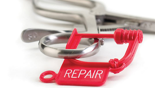 Locking tag for instrument repair.