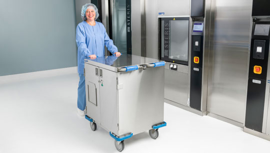 Medical supply cart on wheels