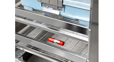 Compact design allows placement of an additional sterilization container not possible with larger test pack designs.