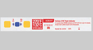VERIFY SixCess 270°F / 132°C indicator for Immediate Use Gravity Steam Sterilization cycles operation at 3 or 10 minutes (LCC310)