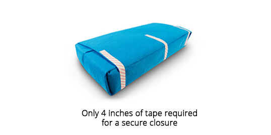 Only 4 inches of tape required for a secure closure