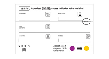 The VERIFY VH2O2 process indicator with an adhesive label backing is compatible with V-PRO Sterilizer.