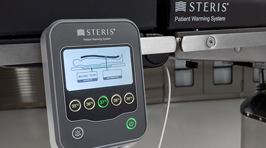 Patient Warming System features a compact controller that can be mounted to the table siderail