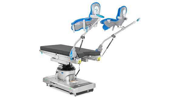 Surgical Table with leg stirrups up in the air