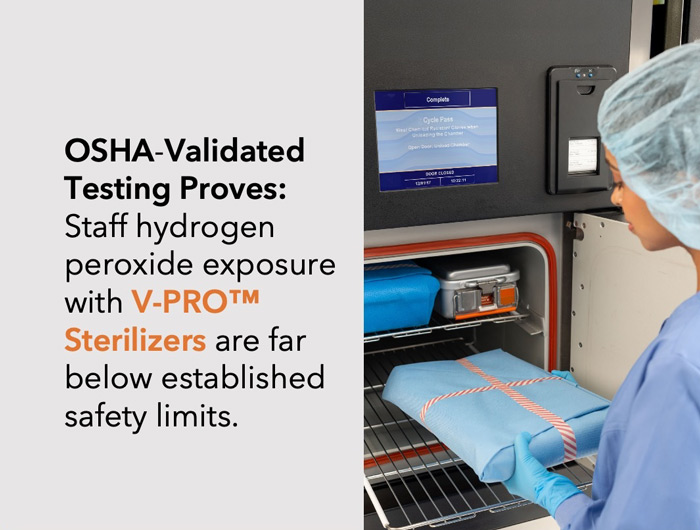 OHSA-Validated Testing Proves: Staff hydrogen peroxide exposure with V-PRO Sterilizers are far below established safety limits