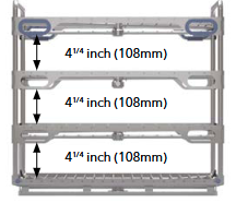 Space Between Shelves: 4.25 inches (108mm)