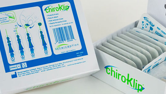 ChrioKlips for use with K-Wires.