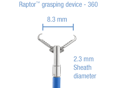 Raptor grasping device - 360 (8.3 mm wide, 2.3 mm Sheath diameter)
