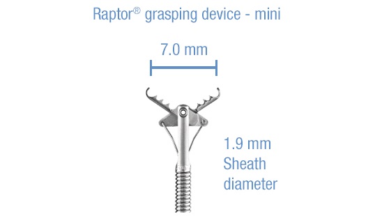 Smaller rat tooth forceps with a 7mm opening and 1.9mm sheath diameter for slim endoscopes.