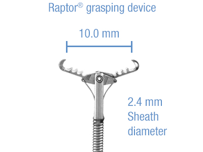 Raptor grasping device (10.0 mm wide, 2.4 mm sheath diameter)