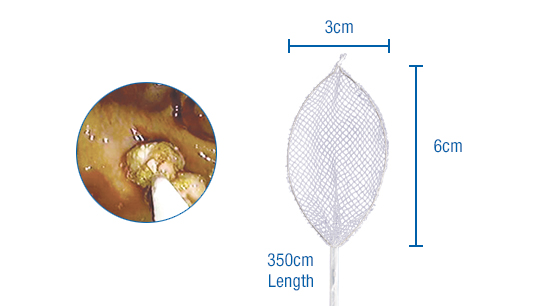 Dimensions of Roth Net Retriever Enteroscope. 3cm width x 6cm height x 350cm length