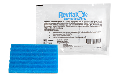 Manual cleaning sponge for endoscopes.